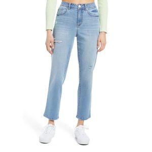 1822 Denim High Waist Distressed Straight Leg Jeans, 27